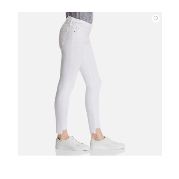 Frame Le Skinny De Jeanne White Denim Raw Hem Mid Rise Skinny Jeans Size 28 - Picture 3 of 16